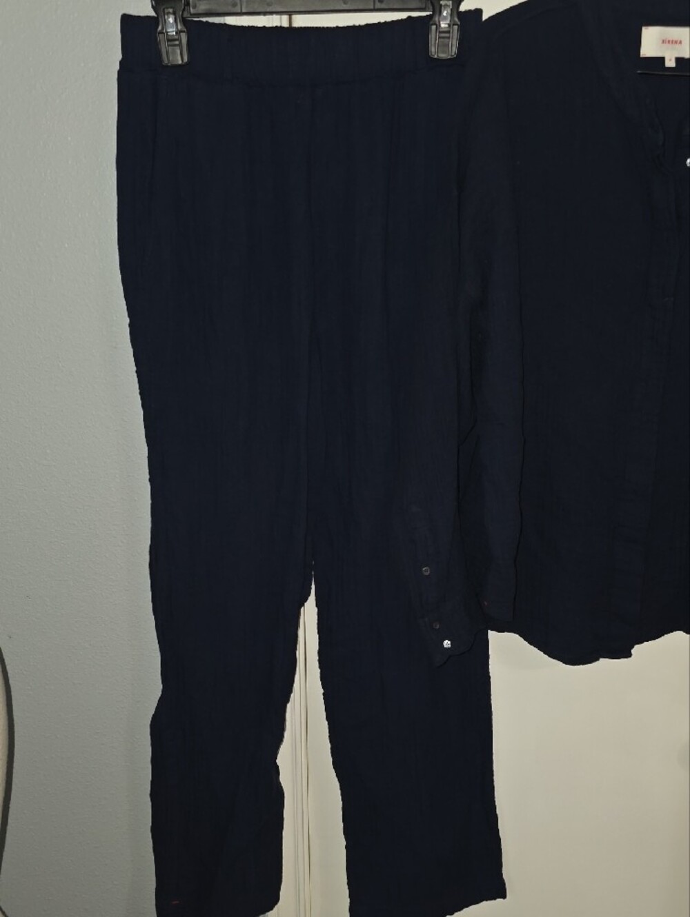 XiRENA Navy Blue Cotton Two-Piece Pant Set Sz L - Picture 4 of 10